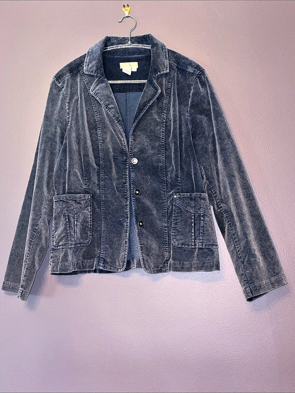 The Territory Ahead Blue Velvet Blazer Cotton Size 14 NWOT